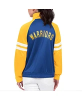 Women's G-iii 4Her by Carl Banks Royal Golden State Warriors Main Player Raglan Rhinestone Full-Zip Track Jacket