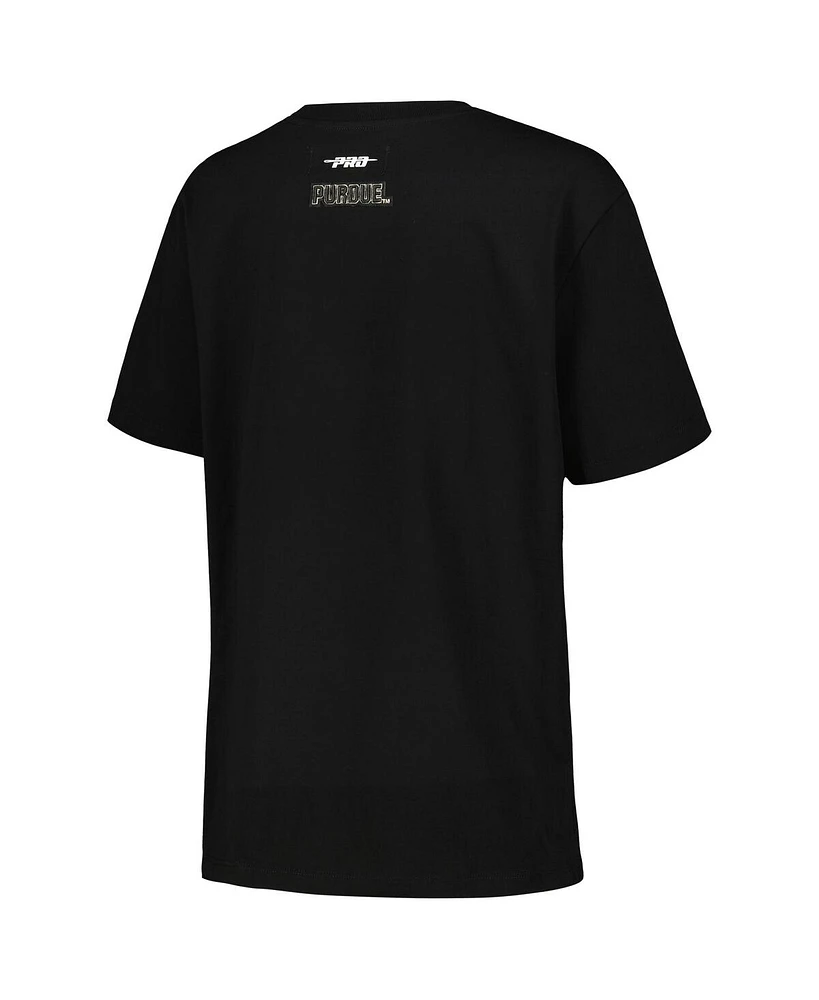 Women's Pro Standard Black Purdue Boilermakers Script Tail Oversized Boyfriend T-shirt