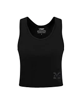 Women's Pro Standard Black Michigan Wolverines Tonal Neutral Fitted Waist Length Racerback Tank Top