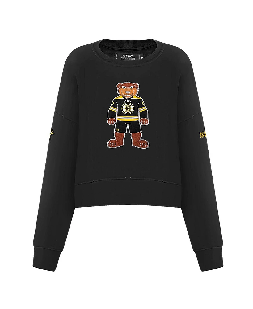 Women's Pro Standard Black Boston Bruins Mascot Crewneck Pullover Sweatshirt