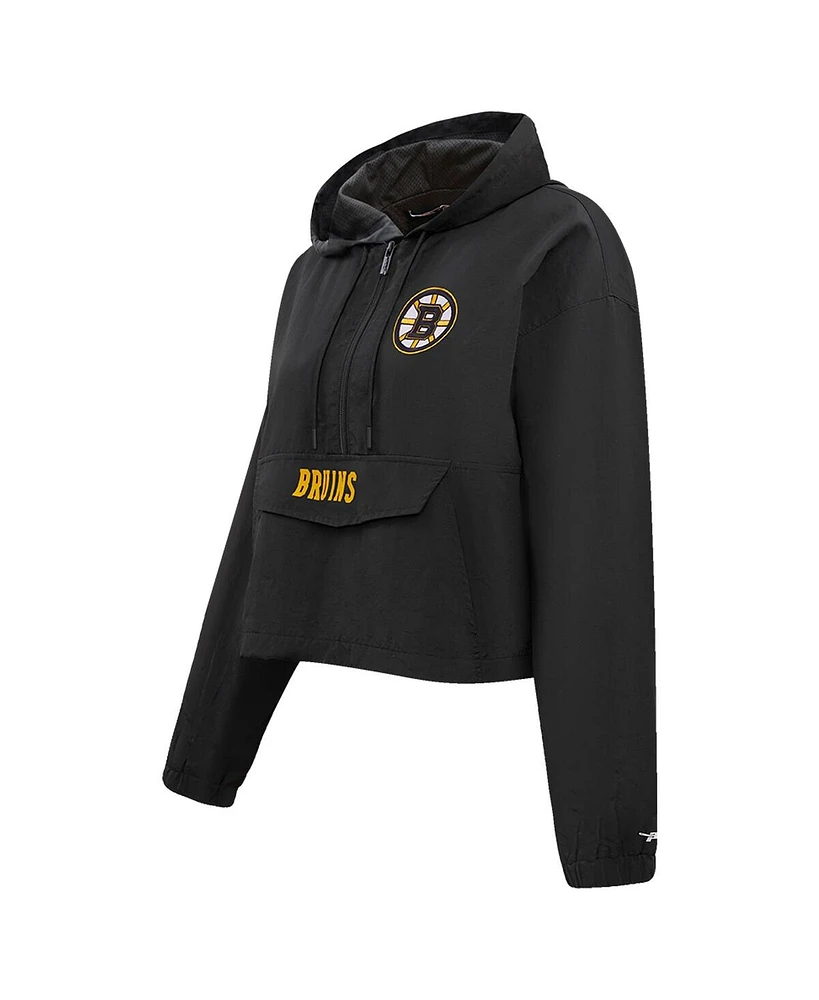 Women's Pro Standard Black Boston Bruins Classic Cropped Half-Zip Wind Jacket