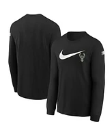 Big Boys Nike Black Milwaukee Bucks Swoosh Long Sleeve T-shirt