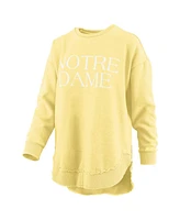 Women's Pressbox Yellow Distressed Notre Dame Fighting Irish Seaside Springtime Vintage-Like Poncho Pullover Sweatshirt