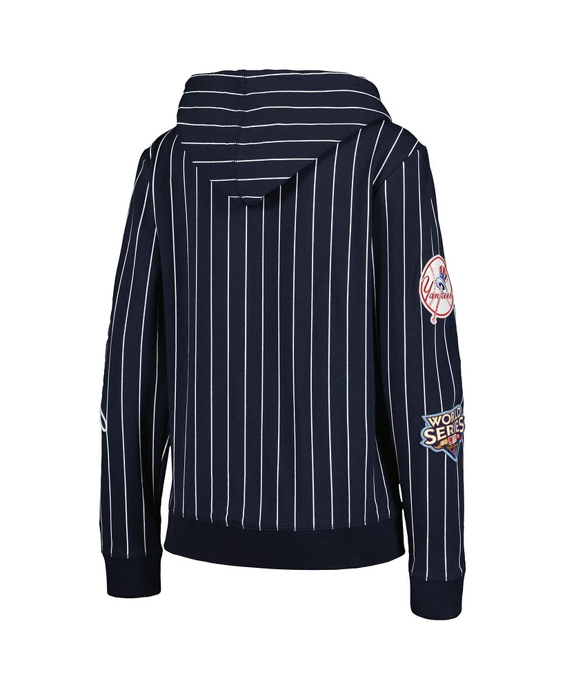 Women's New Era Navy York Yankees Pinstripe Tri-Blend Full-Zip Jacket
