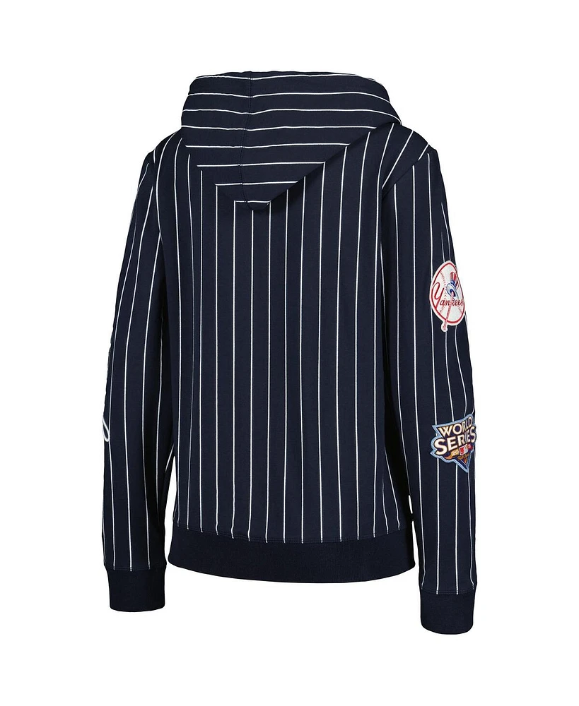 Women's New Era Navy New York Yankees Pinstripe Tri-Blend Full-Zip Jacket