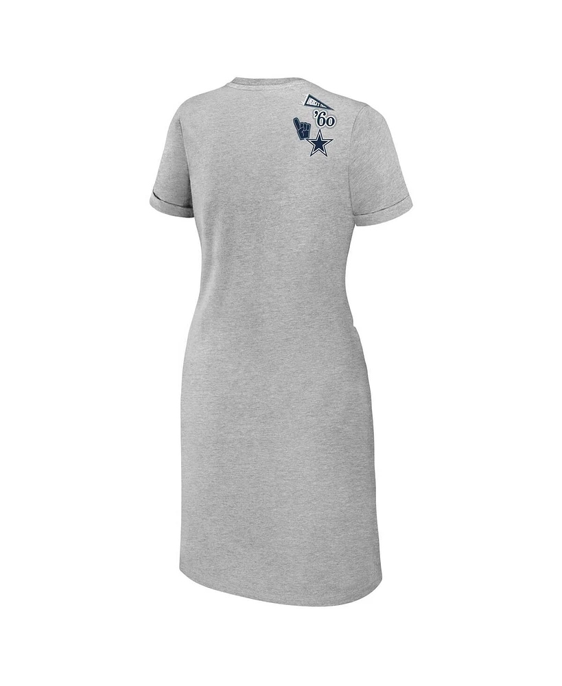 Women's Wear by Erin Andrews Heather Gray Dallas Cowboys Plus Size Knotted T-shirt Dress