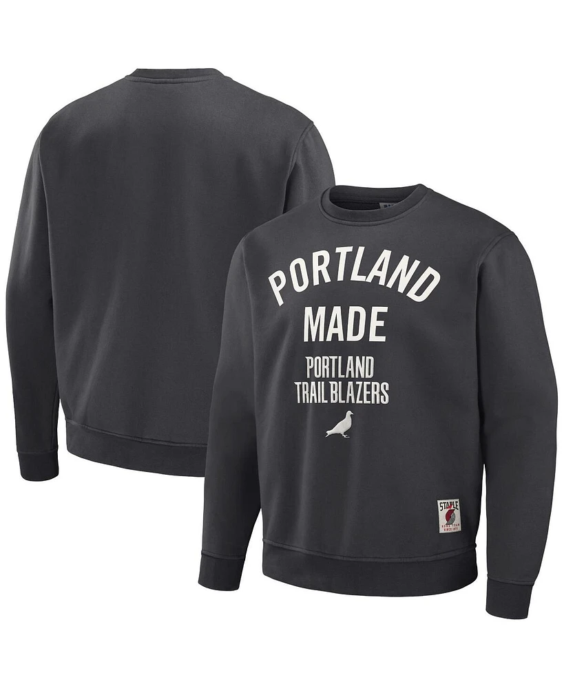 Men's Nba x Staple Anthracite Portland Trail Blazers Plush Pullover Sweatshirt