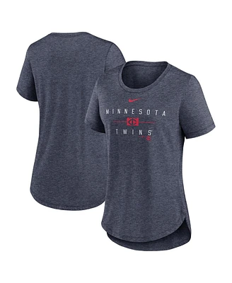 Women's Nike Heather Navy Minnesota Twins Knockout Team Stack Tri-Blend T-shirt