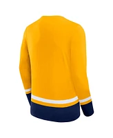 Men's Fanatics Gold Nashville Predators Back Pass Lace-Up Long Sleeve T-shirt