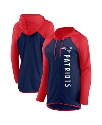 Women's Fanatics Navy, Red New England Patriots Forever Fan Full-Zip Hoodie