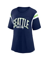 Women's Fanatics College Navy Seattle Seahawks Earned Stripes T-shirt