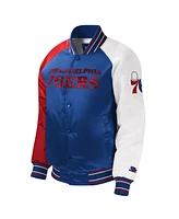 Big Boys Starter Royal Philadelphia 76ers Raglan Full-Snap Varsity Jacket