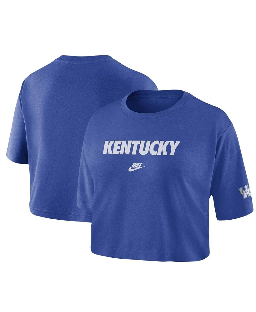 Women's Nike Royal Kentucky Wildcats Wordmark Cropped T-shirt