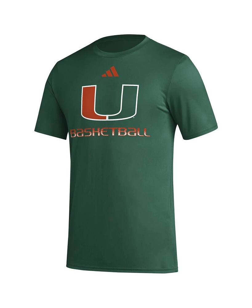 Men's adidas Miami Hurricanes Fadeaway Basketball Pregame Aeroready T-shirt