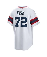 Men's Nike Carlton Fisk White Distressed Chicago Sox Home Cooperstown Collection Team Player Jersey