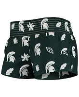 Women's Wes & Willy Green Michigan State Spartans Beach Shorts