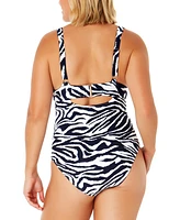 Anne Cole Women's V-Neck Shirred One-Piece Swimsuit