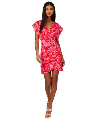 Adrianna by Papell Women's Floral-Print Faux-Wrap Dress