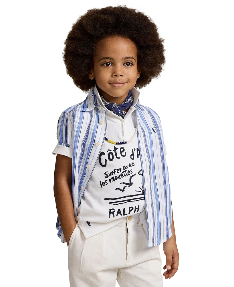 Polo Ralph Lauren Toddler and Little Boys Striped Linen Short-Sleeve Shirt