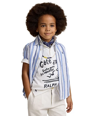 Polo Ralph Lauren Toddler and Little Boys Striped Linen Short-Sleeve Shirt