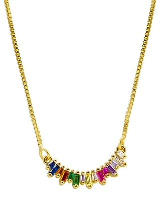 Adornia 14K Gold-Plated Crystal Curved Bar Necklace