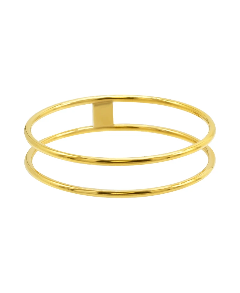 Adornia Tarnish Resistant 14K Gold-Plated Stainless Steel Double Row Bangle Bracelet