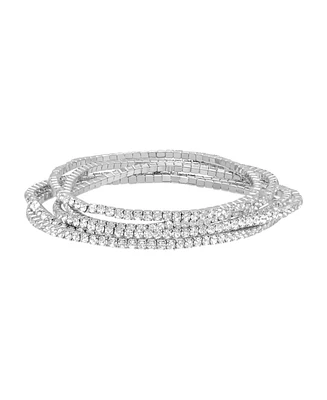 Adornia Silver-Plated Multi Stretch Crystal Bracelet Set
