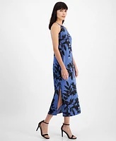 Anne Klein Women's Floral-Print Halter Maxi Slip Dress