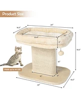 Vebreda Sugift Modern Cat Tree Tower with Large Plush Perch and Sisal Scratching Plate