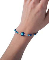 Sterling Forever Gold-Tone or Silver-Tone Blue Beaded Sibyl Bracelet