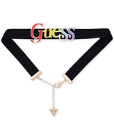 Guess Gold-Tone Rainbow Logo Choker Necklace, 14" + 2" extender