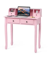 Slickblue Removable Floating Organizer 2-Tier Mission Home Computer Vanity Desk