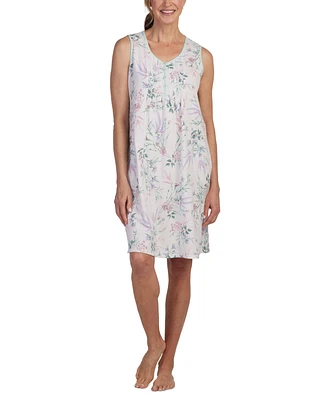 Miss Elaine Women's Pintucked Floral Nightgown