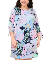 Msk Plus 3/4-Sleeve Abstract-Print Shift