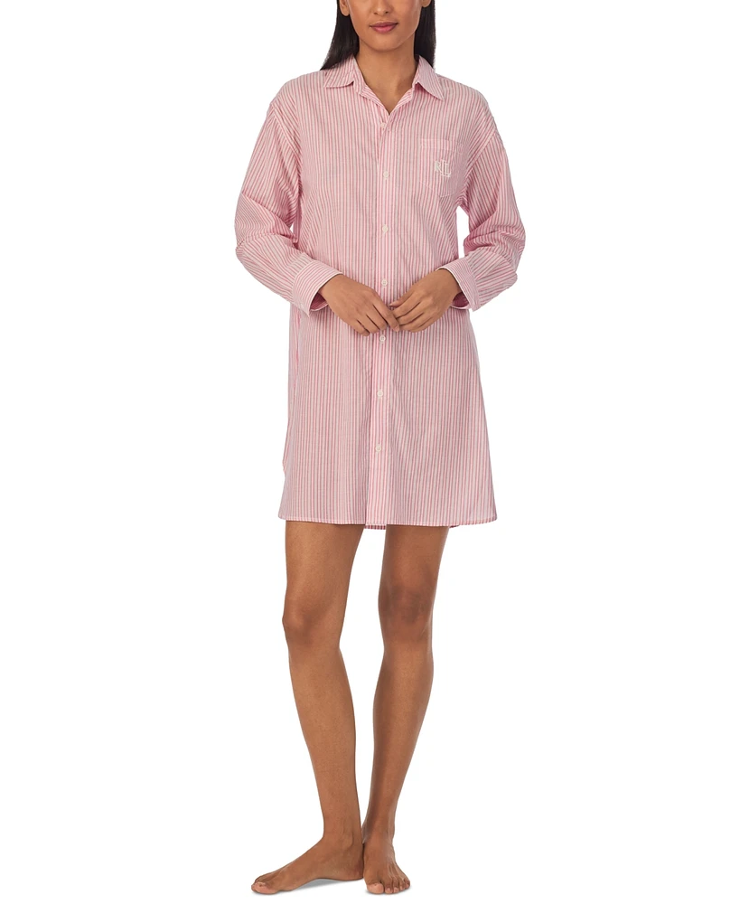 Lauren Ralph Women's Long-Sleeve His Shirt Sleepshirt