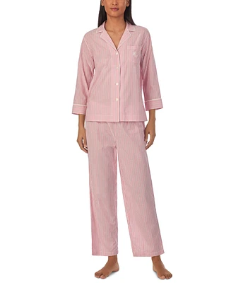 Lauren Ralph Petite 2-Pc. 3/4-Sleeve Printed Pajamas Set