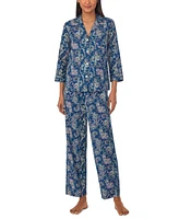 Lauren Ralph Petite 2-Pc. 3/4-Sleeve Printed Pajamas Set