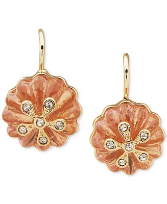 lonna & lilly Gold-Tone Pave Color Flower Drop Earrings
