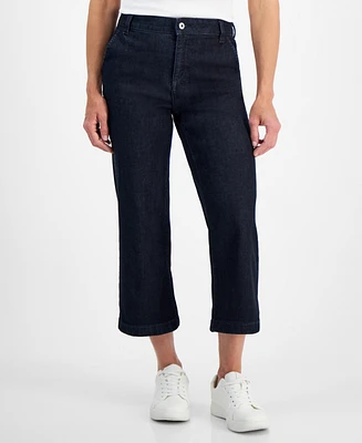 Style & Co Petite High-Rise Cropped Wide-Leg Jeans, Created for Macy's
