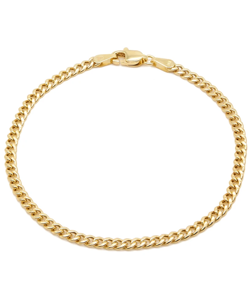 Devata 14K Gold Curb Cuban 3mm Chain Bracelet, 7.0", approx. 2.3grams