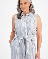 Style & Co Petite Linen Sleeveless Shirt Dress