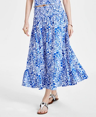 Tommy Hilfiger Women's Fountain Floral-Print Maxi Skirt