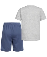 adidas Little & Toddler Boys Graphic Heather T-Shirt 3-Stripes Shorts, 2 Piece Set