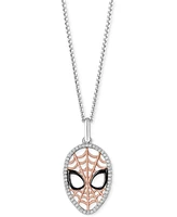 Wonder Fine Jewelry Diamond Spiderman Mask 18" Pendant Necklace (1/6 ct. t.w.) in Sterling Silver & Rose Gold-Plate - Sterling Silver  Rose Gold