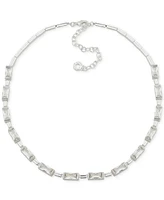 Anne Klein Silver-Tone Baguette Cubic Zirconia Collar Necklace, 16" + 3" extender