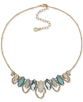 Anne Klein Gold-Tone Blue Multi Petal Frontal Necklace, 16" + 3" extender