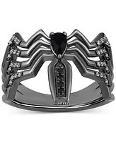 Wonder Fine Jewelry Onyx & Diamond (1/10 ct. t.w.) Venom Spiderman Ring Black Rhodium-Plated Sterling Silver - Rhodium