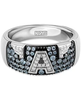 Marvel Wonder Fine Jewelry Men's Swiss Blue Topaz (3/4 ct. t.w.) & Diamond (1/10 Captain America Ring Sterling Silver