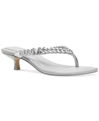 Michael Kors Zaza Slip On Embellished Thong Kitten-Heel Sandals