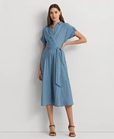 Lauren Ralph Lauren Women's Polka-Dot Belted Crepe Dress